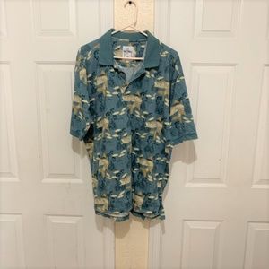 Guy Harvey Polo Shirt Fishing Green Collar Large.